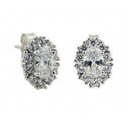 EARRINGS PRINCESS SILVER RHODIUM-PLATED WHITE GOLD CUBIC ZIRCONIA BRILLIANT CUT