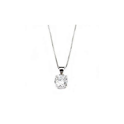 COLLANA PUNTO LUCE IN ORO BIANCO 18 KT CON ZIRCONE TAGLIO BRILLANTE