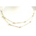 LADIES NECKLACE IN YELLOW GOLD 18 KT WITH BALLS OF CUBIC ZIRCONIA BRILLIANT CUT