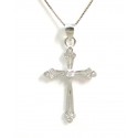 NECKLACE CROSS IN SILVER RHODIUM-PLATED WHITE GOLD WITH CUBIC ZIRCONIA BRILLIANT CUT WHITE