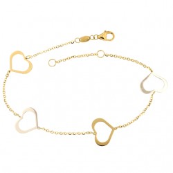 BRACCIALE DA DONNA IN ORO GIALLO E BIANCO 18 KT CON CUORE 