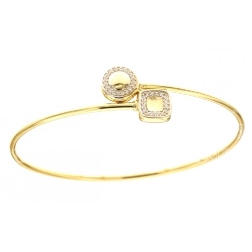 BRACCIALE DA DONNA CONTRARIE RIGIDO IN ORO GIALLO E BIANCO 18 KT CON ZIRCONI TAGLIO BRILLANTE