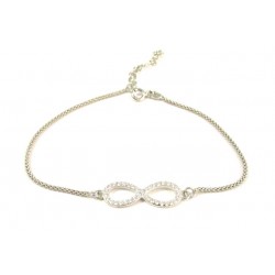 BRACELET INFINI EN ARGENT RHODIÉ OR BLANC AVEC ZIRCON CUBIQUE TAILLE BRILLANT