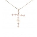 COLLIER UNISEXE AVEC CROIX EN ARGENT RHODIÉ OR BLANC AVEC ZIRCON BLANC