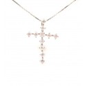NECKLACE UNISEX WITH SILVER CROSS RHODIUM-PLATED WHITE GOLD WITH CUBIC ZIRCONIA WHITE