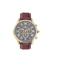 OROLOGIO CRONOGRAFO LORENZ DA UOMO 030023EE DORATO CON CINTURINO PELLE  MARRONE