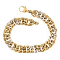 BRACCIALE DA DONNA IN ORO GIALLO E BIANCO 18 KT MAGLIA GRUMETTA