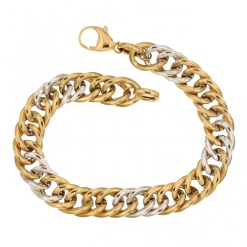 BRACCIALE DA DONNA IN ORO GIALLO E BIANCO 18 KT MAGLIA GRUMETTA