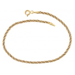 BRACCIALE CORDA FUNE UNISEX IN ORO GIALLO E BIANCO 18 KT