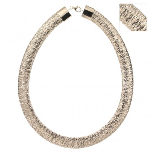 COLLANA GIROCOLLO DA DONNA IN BIANCO 18 KT MODELLO CALZA TRAMA FITTA