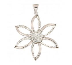 CIONDOLO FIORE DA DONNA IN ORO BIANCO + COLLANA IN OMAGGIO