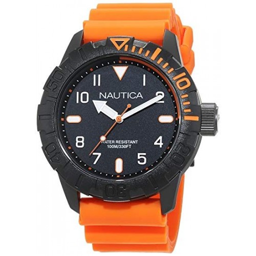 OROLOGIO NAUTICA UOMO NAD10082G ACCIAIO E SILICONE ARANCIONE