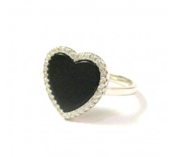 ANELLO DA DONNA CUORE IN ARGENTO 925 CON ONICE E ZIRCONI TAGLIO BRILLANTE