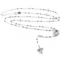 COLLANA UNISEX ROSARIO CON CROCE IN ARGENTO 925 RODIATO ORO BIANCO CON ZIRCONI