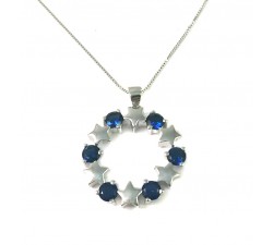 COLLANA DA DONNA IN ARGENTO 925 RODIATO ORO BIANCO CON STELLE E ZAFFIRI BLU