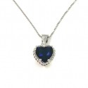 COLLANA DA DONNA IN ARGENTO 925 RODIATO ORO BIANCO CON CUORE DI ZAFFIRO BLU