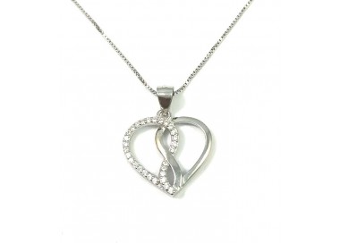 Collana Morella Donna In Argento 925 Con Ciondolo Cuore E Zirconi Bianchi 45 Cm