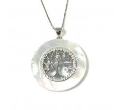 COLLANA DA DONNA ALBERO DELLA VITA IN ARGENTO 925 CON MADREPERLA E CON ZIRCONI