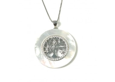 COLLANA DA DONNA ALBERO DELLA VITA IN ARGENTO 925 CON MADREPERLA E CON ZIRCONI