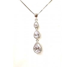 COLLANA DA DONNA TRILOGY IN ARGENTO 925 RODIATO ORO BIANCO CON ZIRCONI A GOCCIA