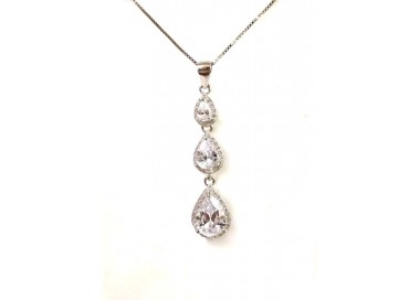 COLLANA DA DONNA TRILOGY IN ARGENTO 925 RODIATO ORO BIANCO CON ZIRCONI A GOCCIA