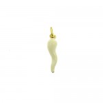 CIONDOLO CORNO BIANCO PORTAFORTUNA IN ORO GIALLO + COLLANA LACCIO IN OMAGGIO