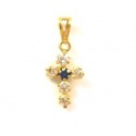 CROCE IN ORO GIALLO 18 KT CON ZIRCONI +COLLANA LACCIO IN OAMGGIO