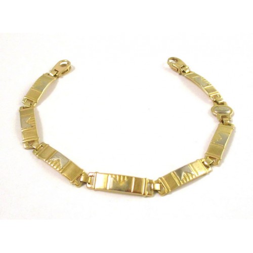 BRACCIALE A PIASTRE DA UOMO IN ORO GIALLO E BIANCO 18 KT