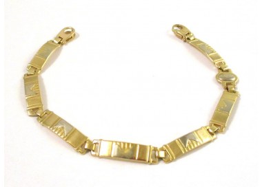 BRACCIALE A PIASTRE DA UOMO IN ORO GIALLO E BIANCO 18 KT