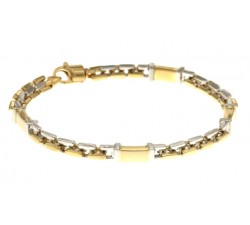 BRACCIALE DA UOMO IN ORO GIALLO E BIANCO 18 KT CATENA PIENA