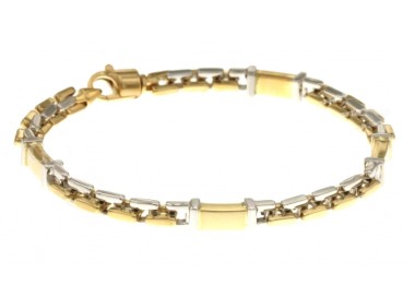 BRACCIALE DA UOMO IN ORO GIALLO E BIANCO 18 KT CATENA PIENA