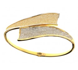 BRACCIALE DA DONNA IN ORO GIALLO E BIANCO 18 KT CON PAVE DI ZIRCONI TAGLIO BRILLANTE