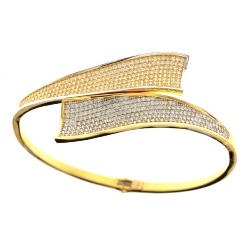 BRACCIALE DA DONNA IN ORO GIALLO E BIANCO 18 KT CON PAVE DI ZIRCONI TAGLIO BRILLANTE