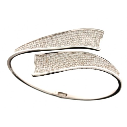 BRACCIALE DA DONNA IN ORO BIANCO 18 KT CON PAVE DI ZIRCONI TAGLIO BRILLANTE