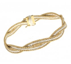 BRACCIALE INTRECCIO DA DONNA IN ORO GIALLO E BIANCO 18 KT