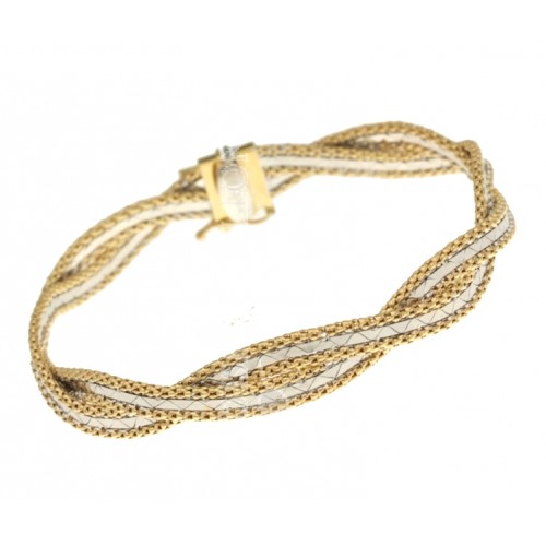 BRACCIALE INTRECCIO DA DONNA IN ORO GIALLO E BIANCO 18 KT