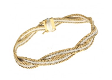 BRACCIALE INTRECCIO DA DONNA IN ORO GIALLO E BIANCO 18 KT