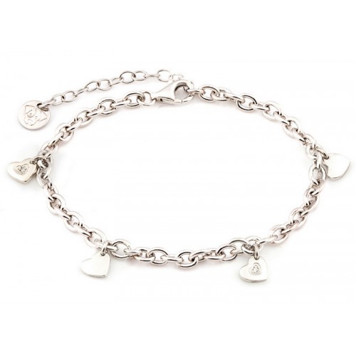 BRACCIALE CUORE DONNA IN ARGENTO RODIATO ORO BIANCO CON ZIRCONI JACK&CO JCB1749