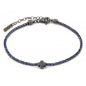 BRACCIALE TENNIS UOMO IN ARGENTO 925 CON CROCE E ZIRCONI BLU JACK&CO