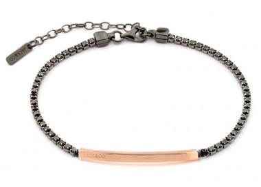 BRACCIALE TENNIS UOMO IN ARGENTO 925 PLACCATO ORO ROSA CON ZIRCONI BLU JACK&CO