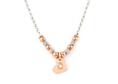 COLLANA DA DONNA IN ARGENTO RODIATO ORO ROSA CON CUORE E ZIRCONE JACK&CO JCN1020