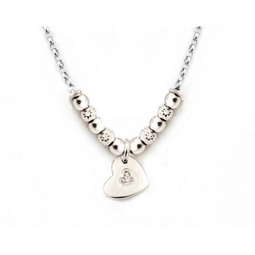 COLLANA DA DONNA IN ARGENTO RODIATO ORO BIANCO CON CUORE E ZIRCONE JACK&CO