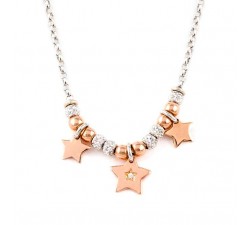 COLLANA STELLE DA DONNA IN ARGENTO RODIATO ORO ROSA E ZIRCONI JACK&CO JCN1016