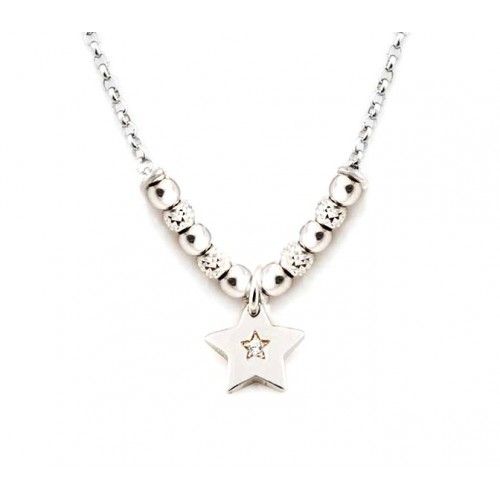 COLLANA DONNA IN ARGENTO RODIATO ORO BIANCO CON STELLA E ZIRCONE JACK&CO JCN1036