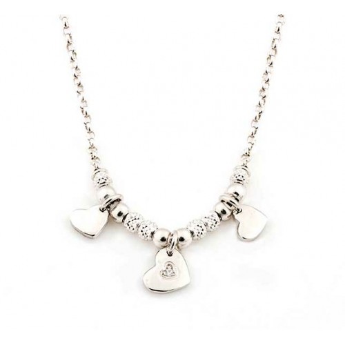 COLLANA CUORE DA DONNA IN ARGENTO RODIATO ORO BIANCO E ZIRCONI JACK&CO JCN1030