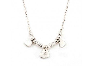 COLLANA CUORE DA DONNA IN ARGENTO RODIATO ORO BIANCO E ZIRCONI JACK&CO JCN1030