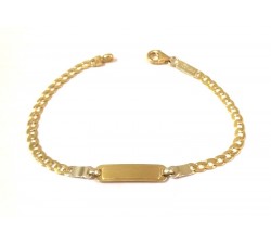 BRACCIALE PIASTRINA BEBE' BIMBO/BIMBA IN ORO GIALLO E BIANCO