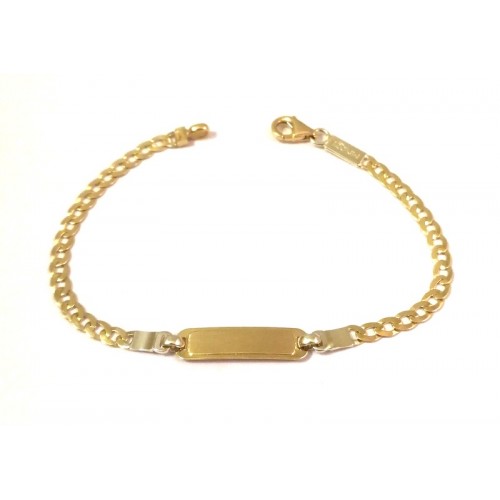 BRACCIALE PIASTRINA BEBE' BIMBO/BIMBA IN ORO GIALLO E BIANCO