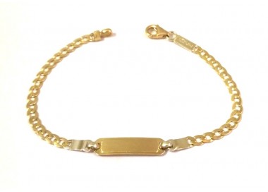 BRACCIALE PIASTRINA BEBE' BIMBO/BIMBA IN ORO GIALLO E BIANCO