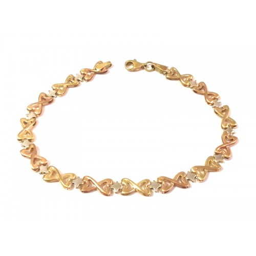 BRACCIALE DA DONNA IN ORO GIALLO ROSA E BIANCO